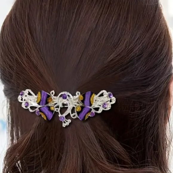 LARGE FILIGREE BARRETE in Brown Shades - Picture 2 of 4